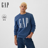盖璞（GAP）男女装2025秋季新款印花logo抓绒圆领卫衣合身上衣美版 灰蓝色 542214 M 美码 L亚洲码180/96A 【偏大，建议拍小一码】
