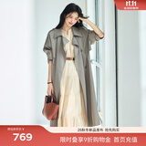 伊芙丽蒋欣代言【经典延续】薄荷曼波老钱风双排扣长款风衣外套女新款 珍珠灰 预售 M 120-135斤