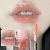 施澜黛嫩出水碎碎冰透唇蜜带细闪珠光纯欲叠涂滋润唇釉油口红打底 01金箔甜橘冰偏橘粉带细闪