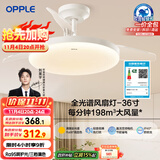 欧普（OPPLE）全光谱36寸风扇灯遥控LEDRa98餐厅卧室吊灯冰风白1级能效 包安装