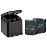 TELESIN(泰迅)适配gopro8 7电池充电器Hero6 5配件三充两充多充 收纳式充电盒套装 两电一充