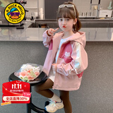 G.DUCKKIDS小黄鸭童装女童外套春秋新款洋气儿童衣服女孩休闲上衣中大童风衣 小熊外套 130 建议7~8岁【120-130】cm