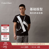Calvin Klein Jeans夏季男女情侣中性ck纯棉醒目大字母印花圆领短袖T恤J318471 BEH-黑色 S （推荐120-135斤）