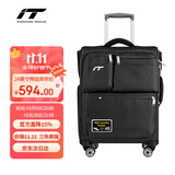 INTERNATIONAL TRAVELLER英国IT拉杆箱托运旅行箱万向轮超轻行李箱多口袋24英寸软箱1157黑