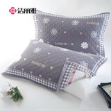 洁丽雅（Grace）抗菌三层纱布枕头巾加大加厚吸湿透气枕巾花香-深灰78*52cm单支装