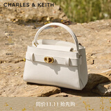 CHARLES&KEITH金属扣带凯莉包婚包手提单肩包包女包生日礼物CK2-50270880 Cream奶白色 S