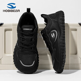 HOBIBEAR秋季新款男鞋宽头鞋运动鞋网面男士赤足鞋开车平步鞋 黑色 43