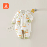 贝瑞加（Babyprints）婴儿连体衣秋冬男女宝宝夹棉爬服加厚保暖衣服满月服哈衣 绿鸭59