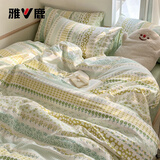 雅鹿全棉床上四件套纯棉100%被套床单家用可水洗被罩床笠双人床上用品 曼朵【100%纯棉 适合裸睡】 1.8m 床单款 四件套-被套200*230cm