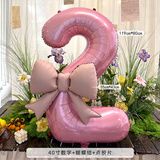 欧妮姿生日场景布置女孩生日道具氛围男孩派对装饰蝴蝶结数字气球2
