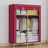 索尔诺（SuoErnuo）布衣柜简易衣柜出租房衣服贵防尘收纳卧室柜学生宿舍家用储物衣橱 酒红色【长90宽46高168cm】