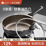KIWICOO德国钛聚力平底锅不粘锅家用牛排煎锅无涂层煎蛋炒锅电磁炉燃气灶 【钛聚力煎炒锅】黑瓷耐脏 24cm