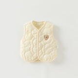 婧麒（JOYNCLEON）婴儿马甲春秋冬款宝宝保暖背心外穿坎肩a类1岁男女儿童仿羽绒100g 黄色 66