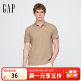 Gap男女装2025春季新款小熊刺绣短袖T恤休常规polo衫美版708395 卡其色 XS 美码 S亚洲码175/88A