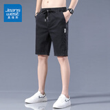 真维斯（Jeanswest）冰丝牛仔短裤男夏季薄款潮流休闲中裤外穿宽松天丝男士五分裤潮牌 黑色 2XL