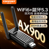 COMFAST WiFi6免驱USB无线网卡蓝牙5.3二合一外置高增益双天线 台式机笔记本电脑WiFi接收发射器 CF-943F