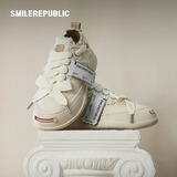 smilerepublic 黑色白色低帮开口笑增高厚底帆布鞋 白色 42