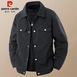 皮尔卡丹（pierre cardin）外套男春秋冬季潮流字母工装夹克男翻领休闲高级感男装 黑色 XL