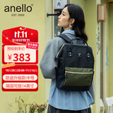 anello日本乐天双肩包男女背包书包升级版离家出走包电脑隔层中号蓝绿