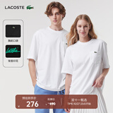 LACOSTE法国鳄鱼男女同款情侣宽松休闲圆领短袖T恤|TH2748 3YD/白色 M /175