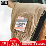 马登工装美式复古垂感灯芯绒长裤子男秋冬新款直筒修身显瘦男士休闲裤 卡其色 XL