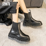 Semir官方正品女款靴子马丁靴切尔西女鞋 109721146034黑色【薄绒】 38 (240mm)