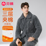芬腾睡衣男防静电加厚夹棉25秋冬新款加绒棉袄保暖情侣家居服睡衣