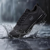 361°运动鞋男鞋秋冬季透气网面跑鞋黑色通勤轻质户外慢跑步鞋 曜石黑/烟灰【皮革面防泼水】 41