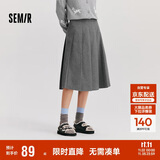 森马（Semir）森马半身裙女仿毛呢裙子24冬新款A字百褶裙遮胯显瘦109724120001