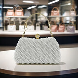 ANDSEEYOU 品牌女士手拿包 2025新款珍珠晚宴包轻奢手提包女情人节生日礼物 白色