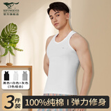 七匹狼背心男士100%纯棉夏季打底跨栏短袖健身运动罗纹薄款老头衫3件装 100%纯棉细罗纹3件（黑+灰+白） XL (175) 推荐体重130-150斤