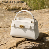 CHARLES&KEITH金属扣带凯莉包婚包手提单肩包包女包生日礼物CK2-50270880 Cream奶白色 S