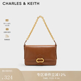 CHARLES&KEITH毛绒链条小方包单肩包手提包腋下包包女包生日礼物CK2-20271062 Chocolate巧克力色 M