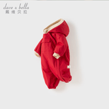 戴维贝拉（DAVE＆BELLA）过年加绒加厚冬季连体衣婴儿衣服新生儿冬季外出服宝宝新年拜年服 红色DB12022-N 90cm （建议身高80-90cm）