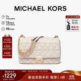 MICHAEL KORS礼物轻奢MK女包SLOAN小香风链条单肩斜挎腋下包 大号 奶白色