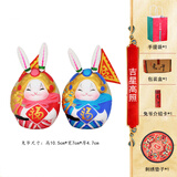 中艺嘉品 老北京兔爷2025蛇年中秋节礼物吉兔坊兔儿爷非遗泥塑泥人摆件毕业生日礼物北京旅游纪念品出国送老外 吉星高照6号（对装-带红垫子）