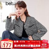 百图betu女装春季新款短外套高级感小香风长袖毛呢外套女2401T40 黑色 S