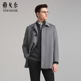 雅戈尔（YOUNGOR）【羊毛+可拆卸鹅绒内胆】26冬季新款翻领保暖大衣 灰色 180/100A