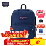 JANSPORT杰斯伯书包轻便双肩包男女旅行包简约背包电脑包学生校园 4QUE003海军蓝/藏青色-侧袋+隔层