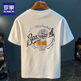 罗蒙白色T恤男夏季新款高端潮流印花t恤美式轻奢新疆棉舒适短袖T恤衫 白色T恤 2XL 码