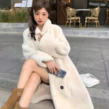 Radinka2025秋冬新款美拉德长款宽松加厚仿水貂毛领仿皮草外套大衣女MYQ 西装领大衣 米白色 加厚 M 101-120斤