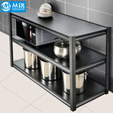 丛铭 厨房收纳置物架落地多功能橱柜微波炉烤箱架锅架多层家用储物架 全钢材质【3层 调节款】长150宽50高80cm