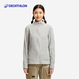 迪卡侬（DECATHLON）保暖户外抓绒衣外套男女运动宽松秋摇粒绒外套冲锋衣内胆 女款-全拉链-浅灰色 S