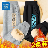 真维斯男童裤子秋冬款一体绒加厚儿童运动裤中大童冬季加绒卫裤潮 【加绒长裤】灰黑（字母渐变） 140