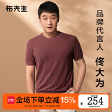 布先生明星同款春夏季含桑蚕丝短袖t恤男士男装上衣针织纯色 咖啡色 2XL (185)
