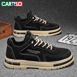 卡帝乐鳄鱼（CARTELO）男鞋秋冬季潮2025鞋子男时尚休闲鞋男士一脚蹬马丁板鞋靴 黑色 39