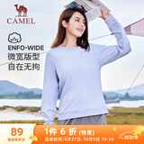 骆驼（CAMEL）长袖圆领套头卫衣女宽松休闲运动打底衫 J23CZ0L5064 晨曦紫 M