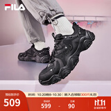 FILA 斐乐猫爪鞋4代女鞋老爹鞋情侣运动鞋复古时尚休闲鞋网面透气 【男款】黑-BK 43