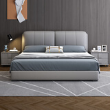 兰秀名匠床 意式真皮床双人床1.8米实木高箱储物婚床皮艺床主卧室 床+床头柜*1+天然乳胶床垫 框架结构1800mm*2000mm