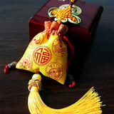和武堂香包爱心中国结挂件端午节香囊艾香送老外礼品汽车挂饰平安小荷包 尊贵亮黄款